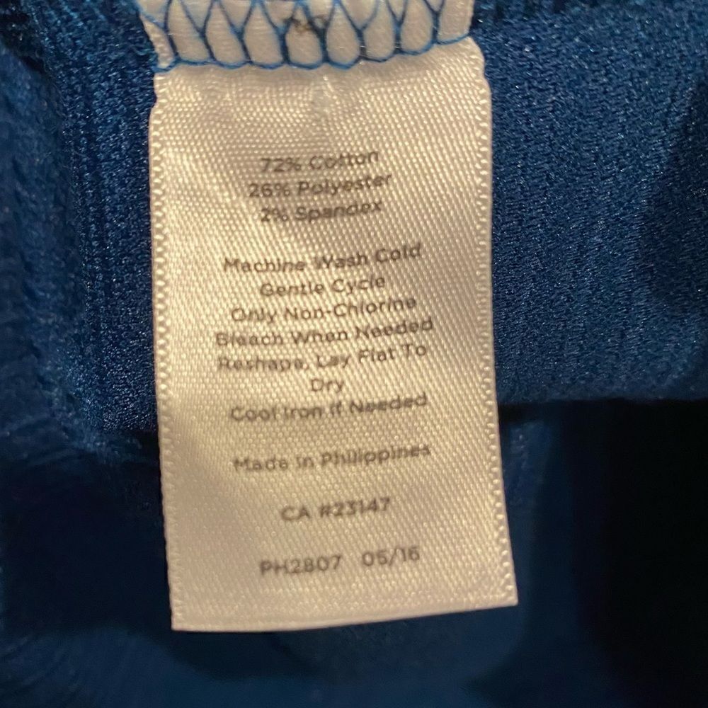Talbots Teal Textured 3/4 Sleeve Button Back Top Size Small - Picture 5 of 5